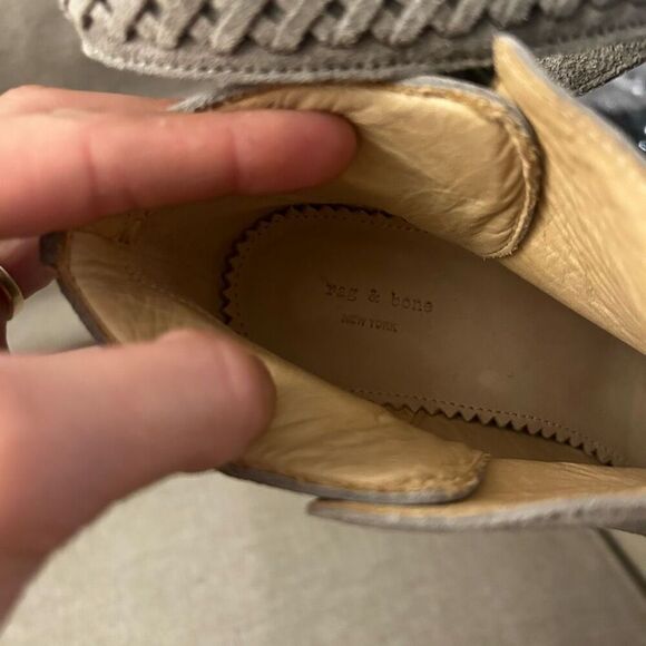 Rag & Bone Cemento Gray Harrow Leather Suede Booties Size EU 36 US 5 Classic - Picture 8 of 9